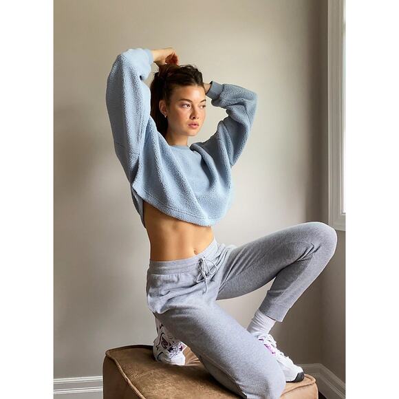 Sunday Best Lupa Crewneck Fuzzy Sweater - S - Serene Blue - Picture 4 of 7